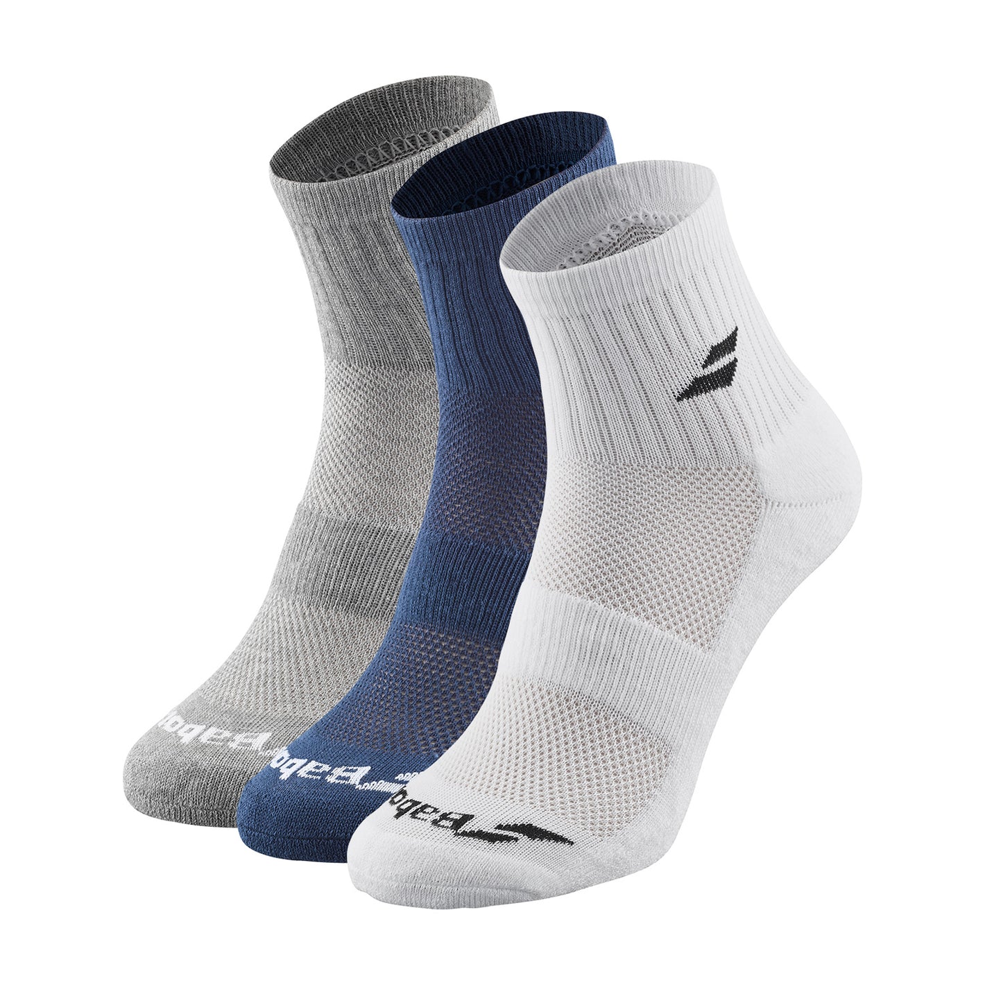 Calcetin Babolat Quarter Blanco/Azul/Gris - 3 Pares