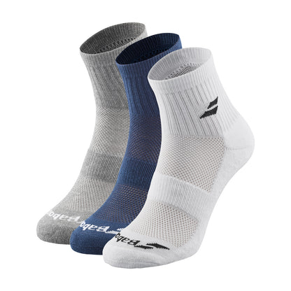 Calcetin Babolat Quarter Blanco/Azul/Gris - 3 Pares