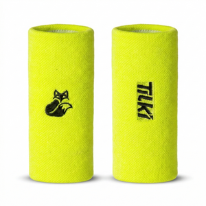 Muñequera Tilki Larga XL Terry Amarillo Fluor X2